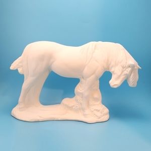 Unpainted Ceramic Native American Indian Horse w/feather details